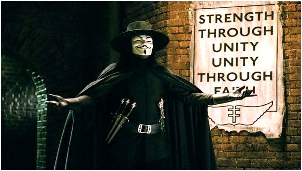 Открытие V, революционного лидера в V for Vendetta
